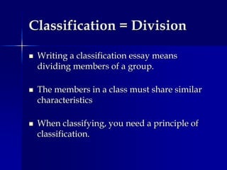 what is classification in writing