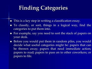 types of classification essays
