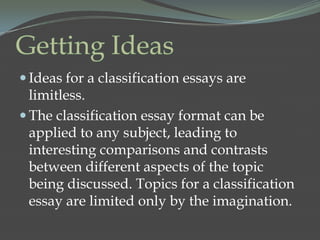 Classification Topics Classification essay jadg | PPTX