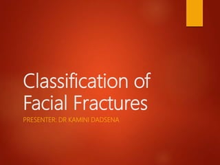 Classification of
Facial Fractures
PRESENTER: DR KAMINI DADSENA
 
