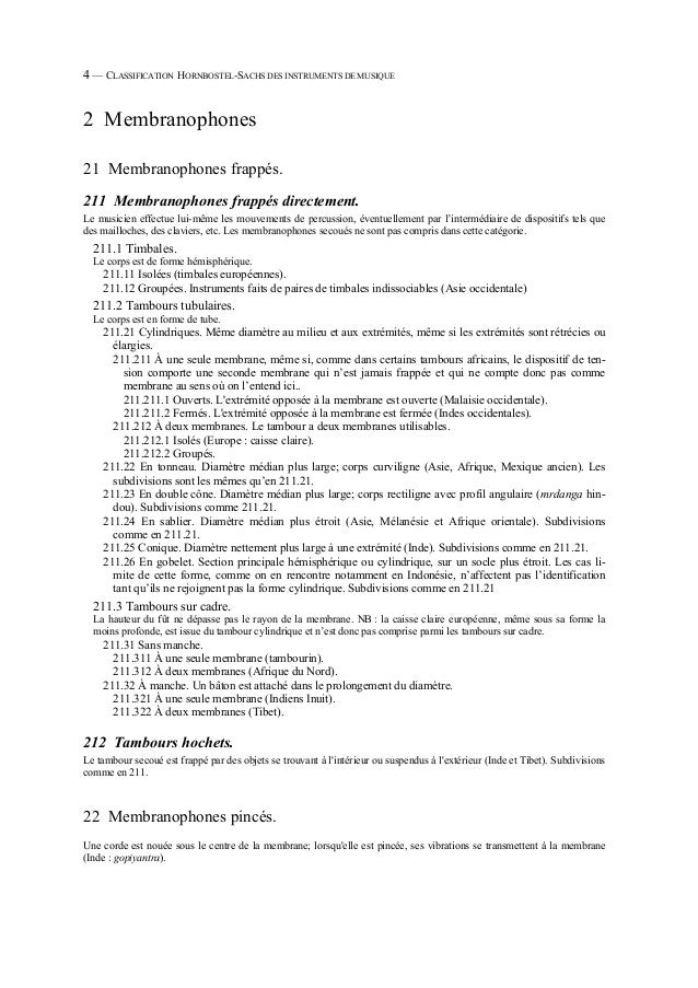 Classification hornbostel sachs des instruments de musique