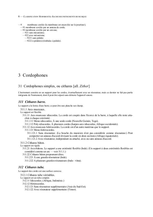 Classification hornbostel sachs des instruments de musique