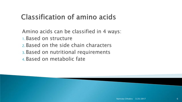 Classification of amino acids | PPTX | Chemistry | Science
