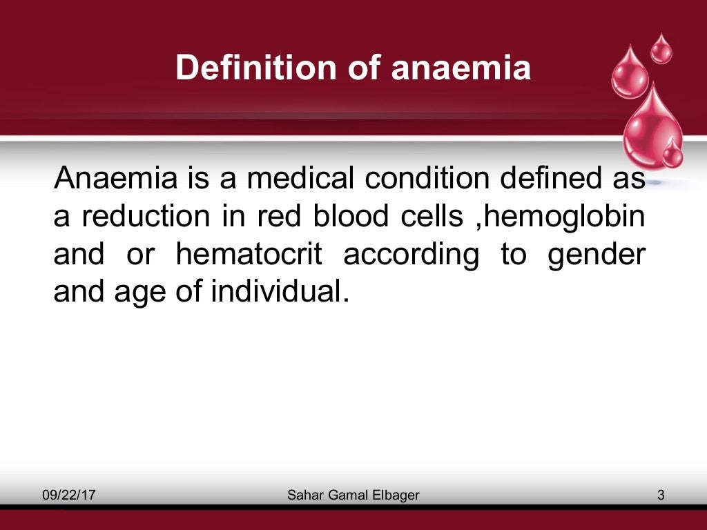Classification of anaemia
