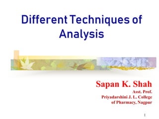 Different Techniques of Pharmaceutical Analysis | PDF