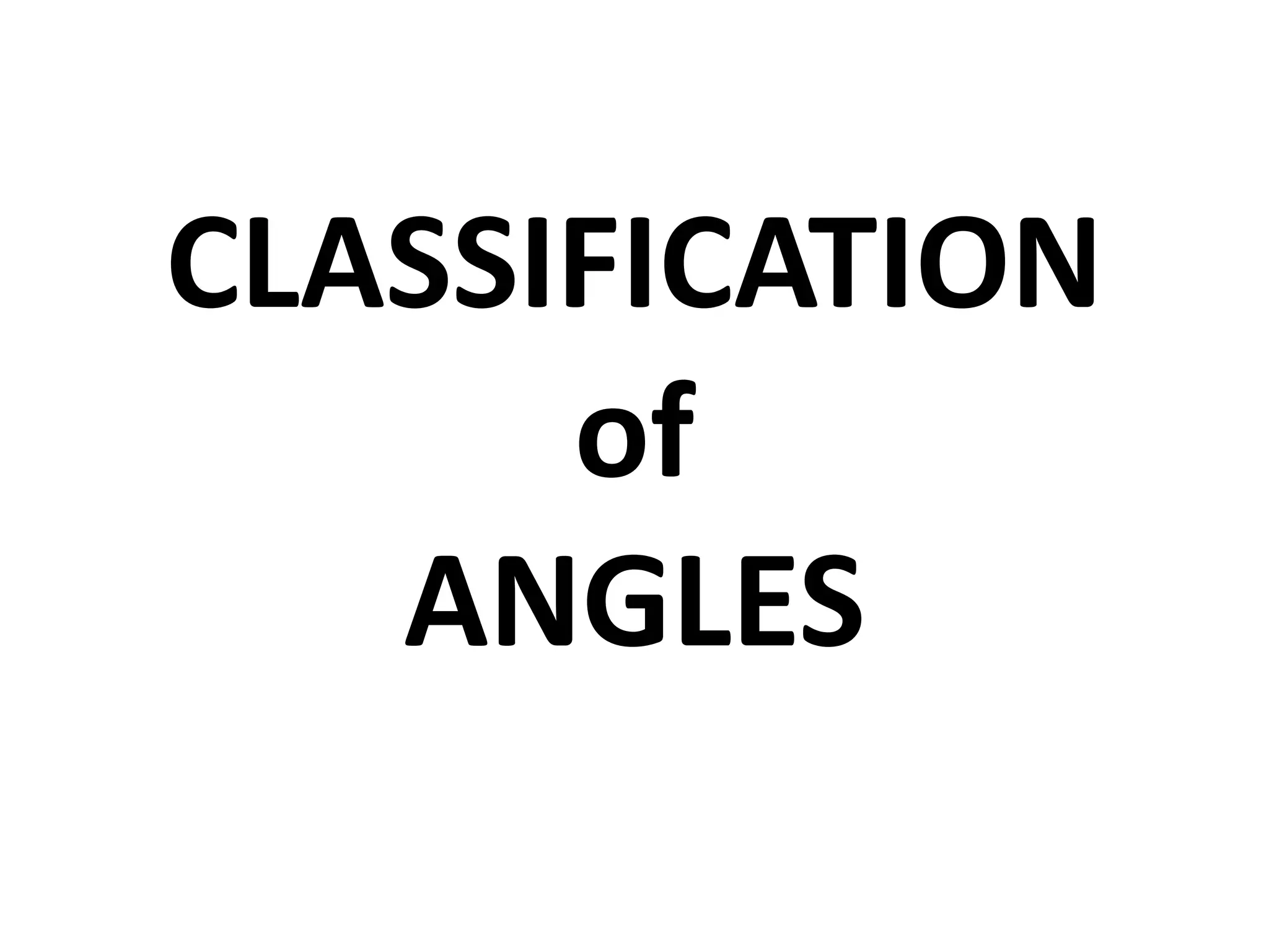 CLASSIFICATION
of
ANGLES