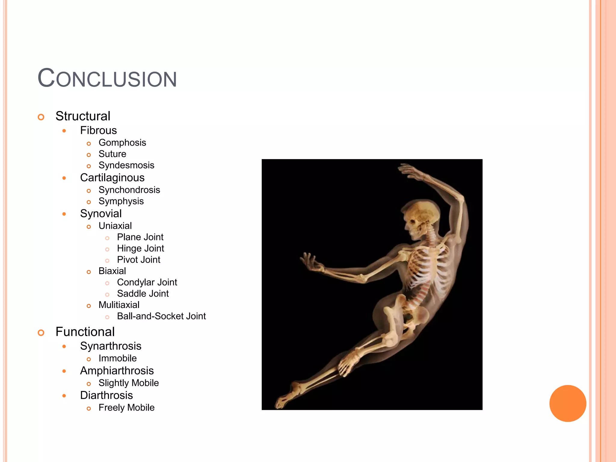 SynovialUniaxialPlane jointHinge JointPivot jointBiaxialCondylar jointSaddle jointMultiaxialBall-and-socket joint