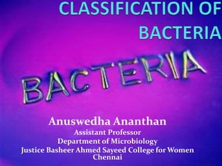 ©Anuswedha Ananthan
Anuswedha Ananthan
Assistant Professor
Department of Microbiology
Justice Basheer Ahmed Sayeed College for Women
Chennai
 