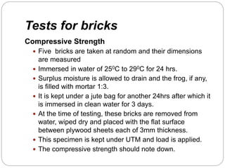Classification and testing of bricks | PPTX