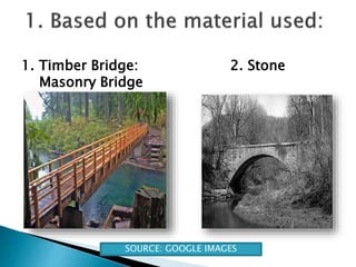 1. Timber Bridge: 2. Stone
Masonry Bridge
SOURCE: GOOGLE IMAGES
 