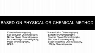 Classification of chromatographic techniques