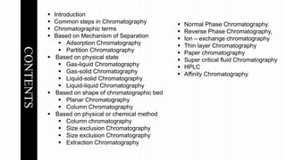 Classification of chromatographic techniques