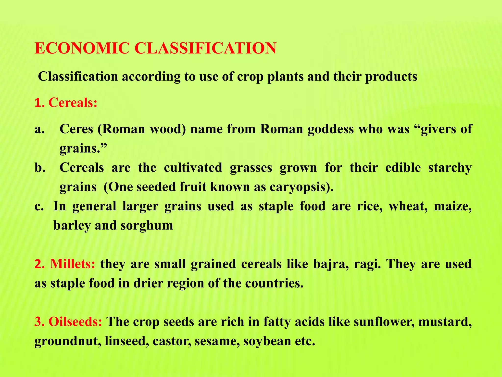 Classification of crops | PPTX