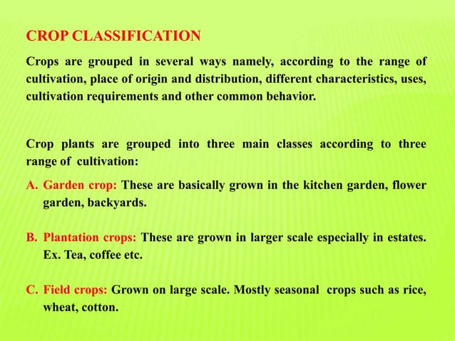 Classification of crops