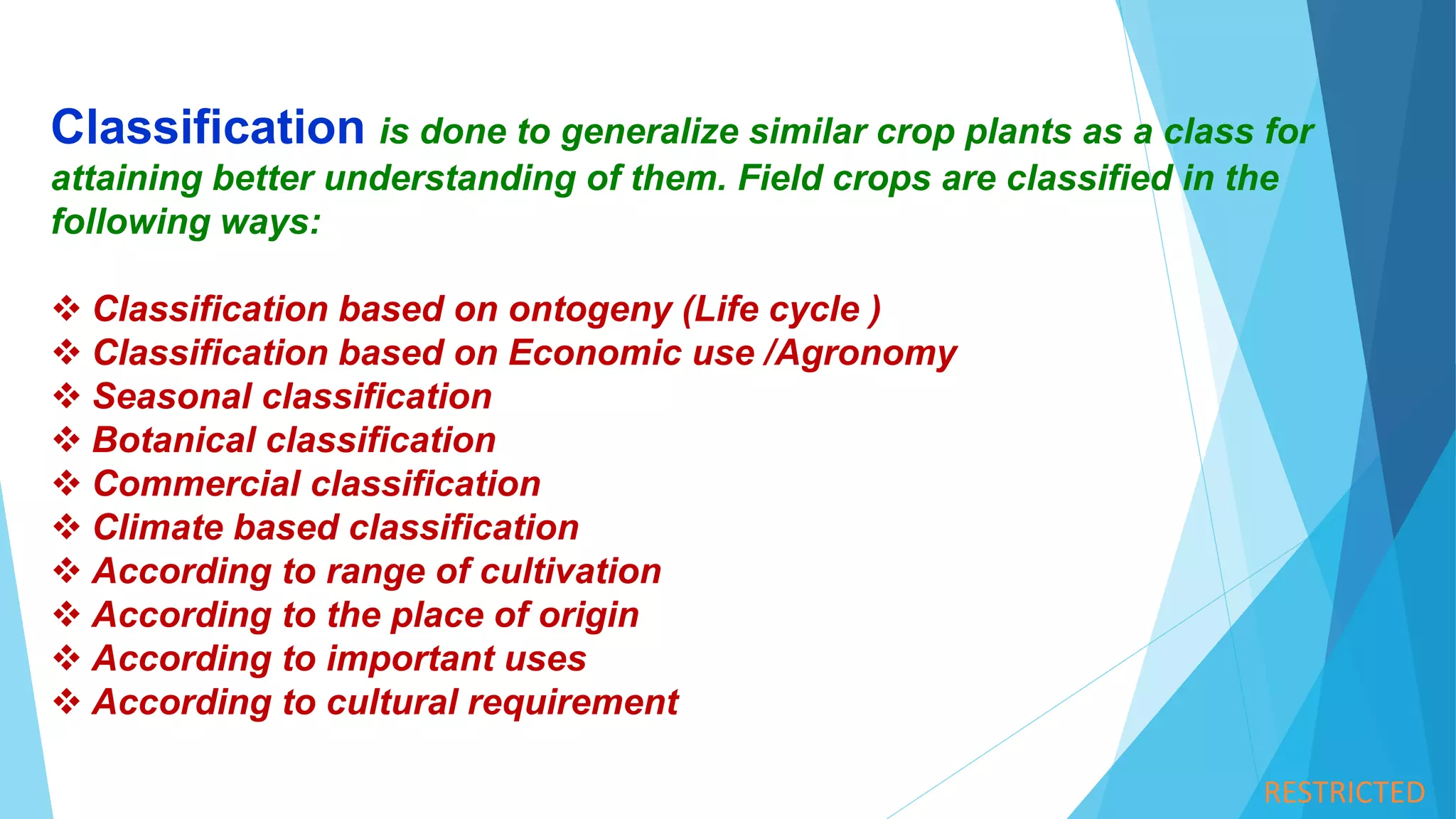 Classification of crops | PPTX