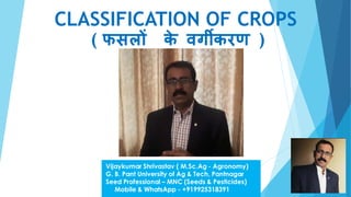 CLASSIFICATION OF CROPS
( फसलों के वर्गीकरण )
 