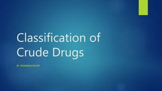 Classification of
Crude Drugs
IN PHARMACONASY
 