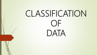 CLASSIFICATION
OF
DATA
 