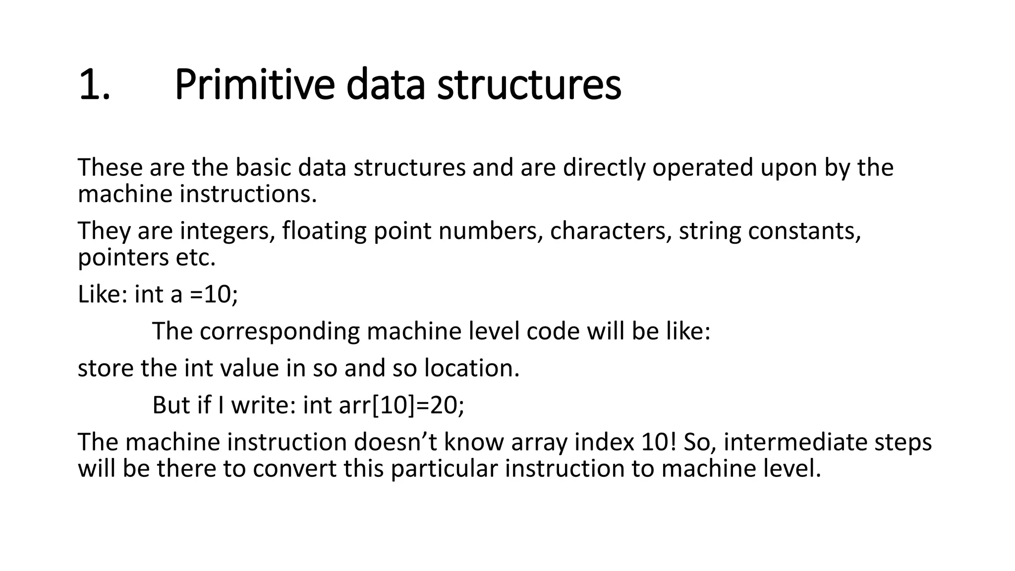 Data Structures: Classification of Data Structures | PPT