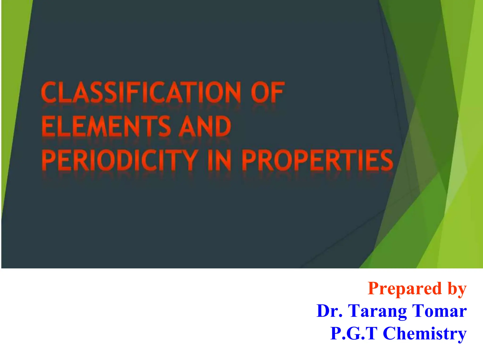 Prepared by
Dr. Tarang Tomar
P.G.T Chemistry
 