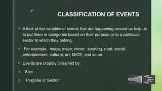 Comprehensive Classification of Events by Size and Purpose | PPTX