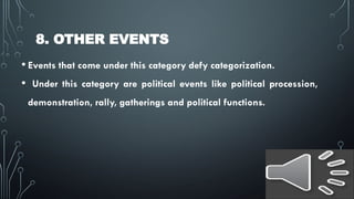 Comprehensive Classification of Events by Purpose and Sector | PPTX