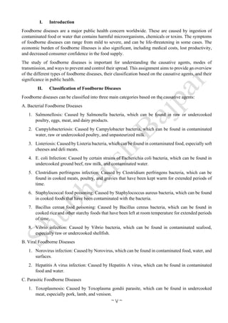 CLASSIFICATION OF FOOD BORNE DISEASES | PDF