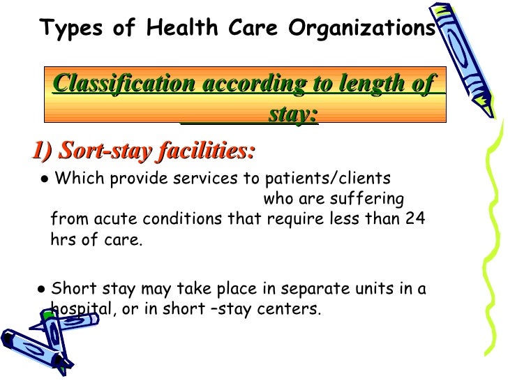 Classification of health care organizations