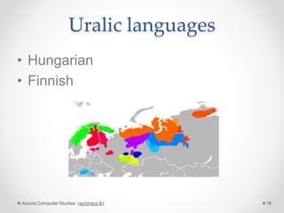 Uralic languages
• Hungarian
• Finnish
Aurora Computer Studies (auroracs.lk) 16
 
