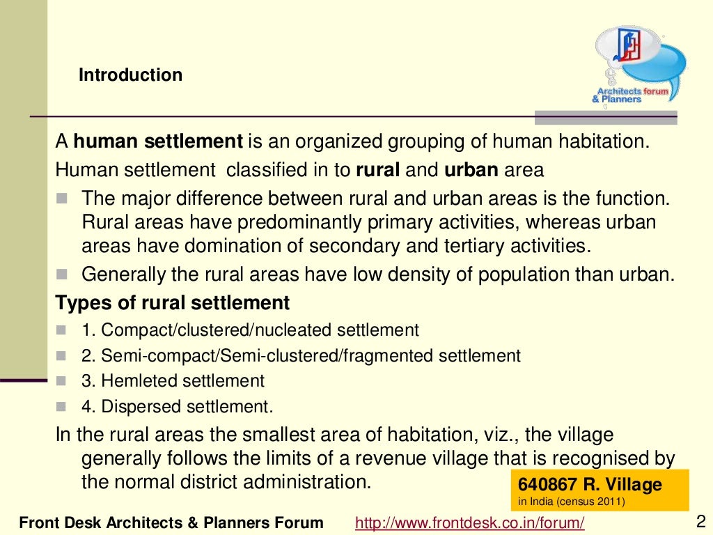 Classification of human settlement