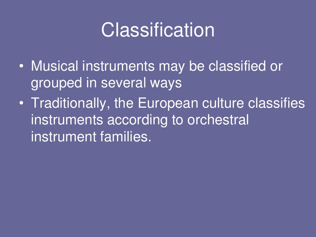 Classification of instruments