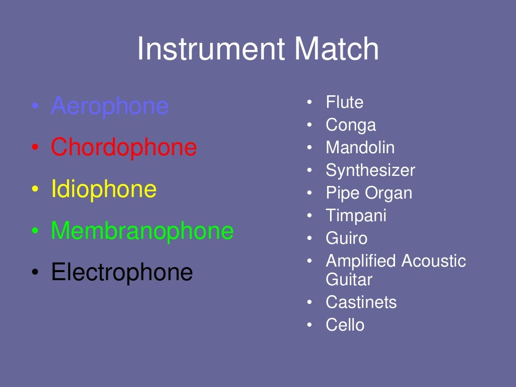 Classification of instruments