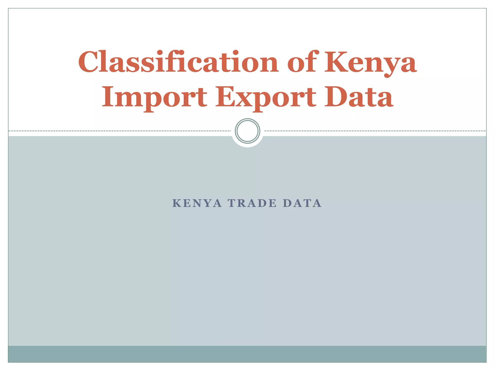 K E N Y A T R A D E D A T A
Classification of Kenya
Import Export Data
 