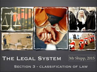 The Legal System
Section 3 - classification of law
Mr Shipp, 2016
 