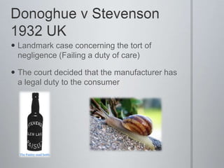 tort law – ‘Civil Wrongs, interfering with the right of someone else (Negligence, nuisance, trespassing, defamation 