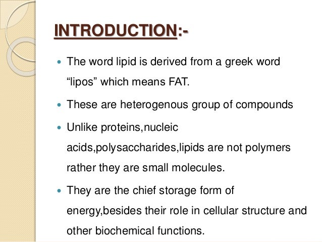 Classification Of Lipids Chart