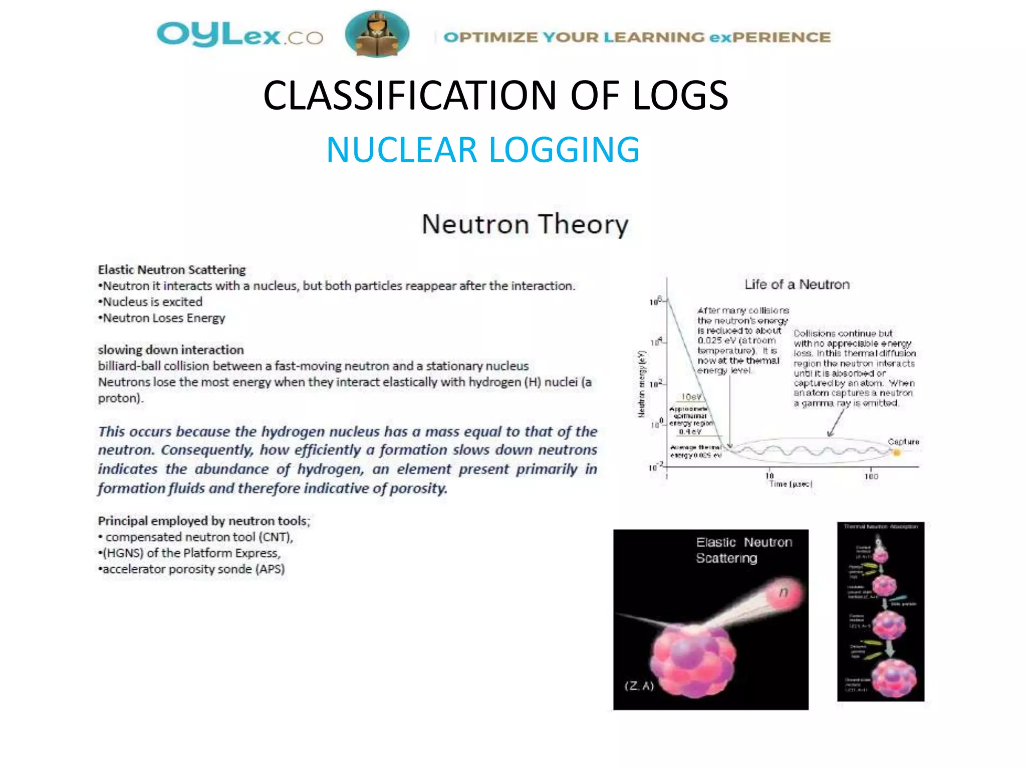 NUCLEAR LOGGING
CLASSIFICATION OF LOGS
 