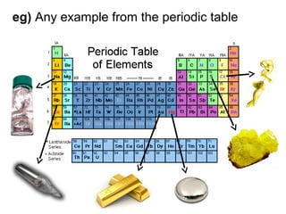 eg) Any example from the periodic table
 