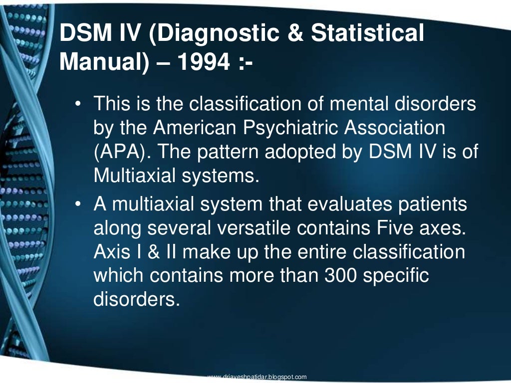 Classification of mental disorder