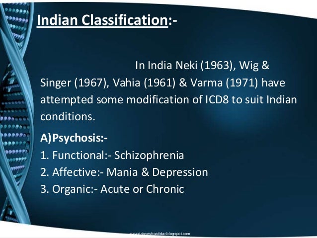 Classification Of Mental Disorder Classification Of Mental Disorder