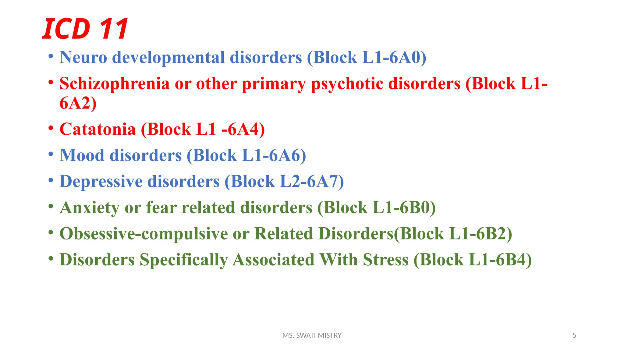 Disorder Blocks UNIT: 2 Principles & Concepts of Mental Health Nursing Topic ...