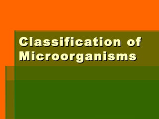 Classification ofClassification of
MicroorganismsMicroorganisms
 