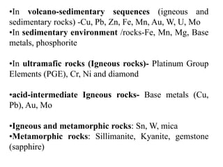 Ore Classifying Process Classification of Minerals, Ore forming process and Indian Distribution ...