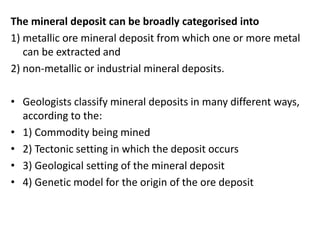 Ore Classifying Process Classification of Minerals, Ore forming process and Indian Distribution ...