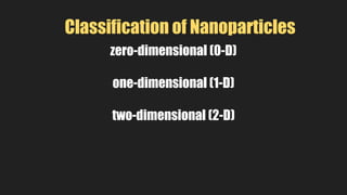 Classification of Nanoparticles
zero-dimensional (0-D)
one-dimensional (1-D)
two-dimensional (2-D)
 