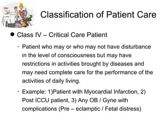 Classification of patient care | PPT