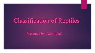 Classification of Reptiles
Presented by: Aqib Iqbal
 