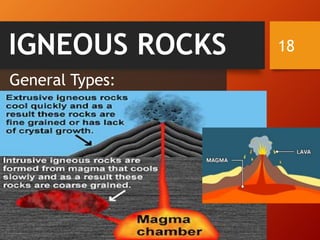 18IGNEOUS ROCKS
General Types:
 