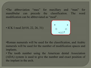 Class III—Criteria 4Residual ridgeResidual ridge morphology is the Class I complete edentulismdescription.