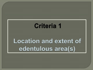 WATT ET AL CLASSIFICATIONProposed the classification in 1958. It was based on the type of support derived.ENTIRELY TOOTH BORNE: Entire denture rests on the abutment teeth.